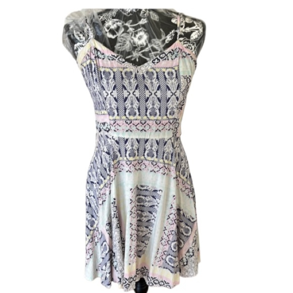 Cotton On large purple & white print sleeveless dress high - low hem